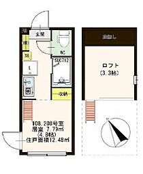 JR中央線 阿佐ケ谷駅 徒歩4分の賃貸アパート 1階ワンルームの間取り