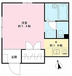 JR総武線 東中野駅 徒歩7分の賃貸アパート 1階ワンルームの間取り