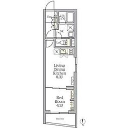 東京メトロ丸ノ内線 中野新橋駅 徒歩3分の賃貸マンション 2階1LDKの間取り