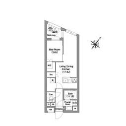 都営大江戸線 西新宿五丁目駅 徒歩11分の賃貸マンション 3階1LDKの間取り