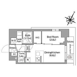 東京メトロ丸ノ内線 新中野駅 徒歩3分の賃貸マンション 2階1DKの間取り