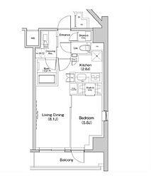 ザ・パークハビオ中野富士見町ガーデン 2階1LDKの間取り