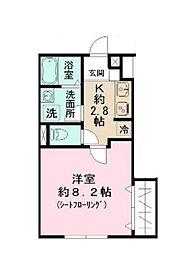 東京メトロ丸ノ内線 新中野駅 徒歩8分の賃貸アパート 1階1Kの間取り
