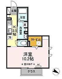 京王井の頭線 浜田山駅 徒歩6分の賃貸アパート 1階1Kの間取り
