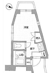 東京メトロ東西線 中野駅 徒歩9分の賃貸マンション 1階ワンルームの間取り