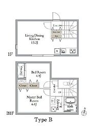 LiveFlat東高円寺II 2LDKの間取図画像