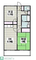 Ｔ・Ｓ・1ビル睦月館 2階2DKの間取り