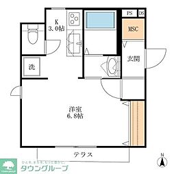 へーベルメゾン祇園町 1階1Kの間取り