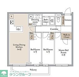 横浜市神奈川区松ケ丘マンション 3LDKの間取図画像