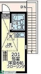 ユナイト白楽シルヴィバレンタイン ワンルームの間取図画像