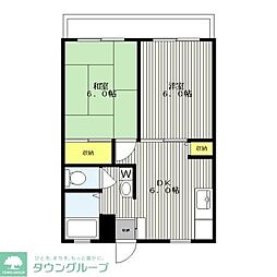 パークサイド岸根 2DKの間取図画像
