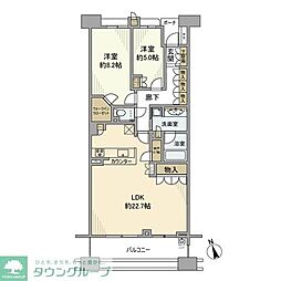 港北センターヒルズC棟 2LDKの間取図画像