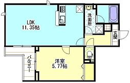 クオーレ菊名 1LDKの間取図画像