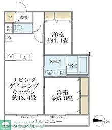 ヒル・シャンス大倉山 2LDKの間取図画像