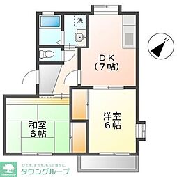 コーポリーフ 2DKの間取図画像
