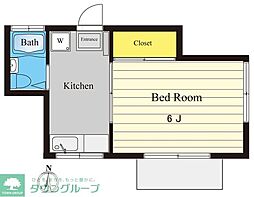 ハイツ山室B棟 1Kの間取図画像