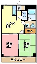 サニー・ウィステリア 2DKの間取図画像