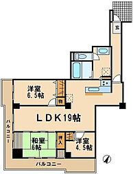 UR都市機構プロムナード仲町台2号棟 3LDKの間取図画像