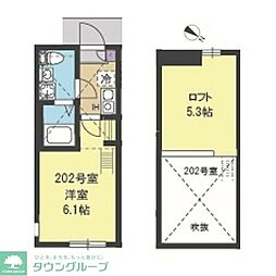ネスト大倉山 1Kの間取図画像