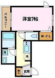 メルフィー登戸 1Kの間取図画像