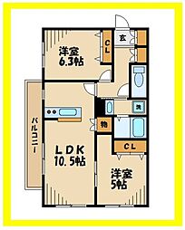 コンフォール 2LDKの間取図画像