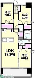 シティテラス横濱和田町ブリーズコート 3SLDKの間取図画像