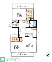 Brillante 2LDKの間取図画像