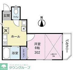 ベルカレッジ 1Kの間取図画像