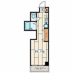 エスポアールカヤギヤ8 ワンルームの間取図画像