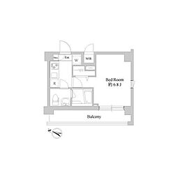 ドゥーエ新川崎 1Kの間取図画像