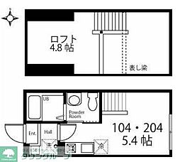 ハーミットクラブハウス ワンルームの間取図画像