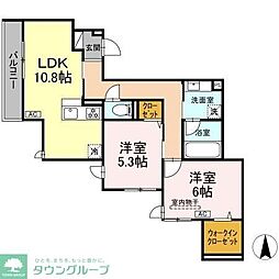 オアシス新綱島 2LDKの間取図画像