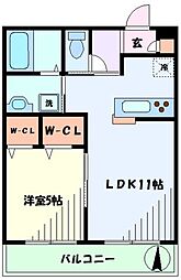 ウィスティリア 1LDKの間取図画像