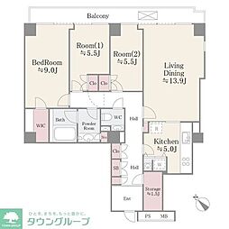 小石川パークタワー 3LDKの間取図画像