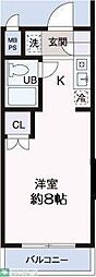 パレヴェール文京 1Kの間取図画像