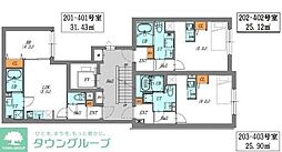 JR山手線 駒込駅 徒歩9分の賃貸マンション 2階ワンルームの間取り