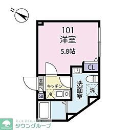 Exentia Motohasunuma 2階1Kの間取り