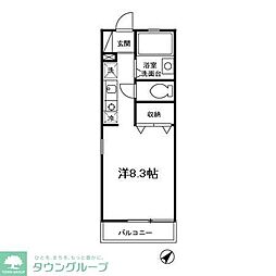 東京メトロ丸ノ内線 新大塚駅 徒歩8分の賃貸アパート 2階ワンルームの間取り