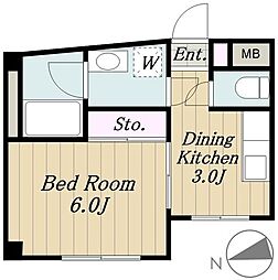 アトラスモリト 1Kの間取図画像