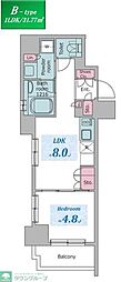 CROSSRESIDENCE六義園 1LDKの間取図画像
