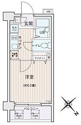 東急大井町線 大岡山駅 徒歩11分の賃貸マンション 5階1Kの間取り