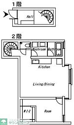 東京メトロ日比谷線 中目黒駅 徒歩6分の賃貸マンション 2階1LDKの間取り