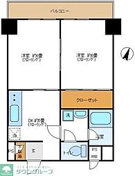 東京メトロ日比谷線 広尾駅 徒歩6分の賃貸マンション 5階2DKの間取り