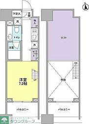 東急田園都市線 池尻大橋駅 徒歩7分の賃貸マンション 7階ワンルームの間取り