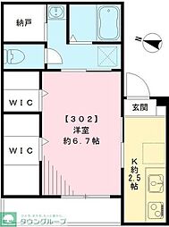 東急多摩川線 矢口渡駅 徒歩6分の賃貸アパート 3階1Kの間取り