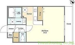 東急東横線 田園調布駅 徒歩11分の賃貸マンション 1階ワンルームの間取り