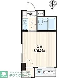 サンコート上目黒 ワンルームの間取図画像
