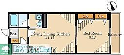 メゾンカクダ2 1LDKの間取図画像