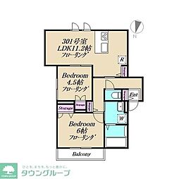 めぞん梅の里 2LDKの間取図画像