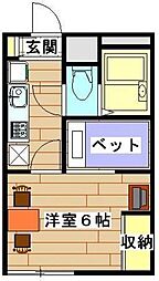 レオパレスアプリーレ 1Kの間取図画像